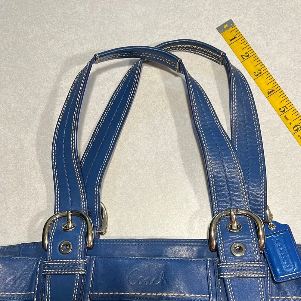 Coach Blue Leather Tote Bag - Picture 9 of 10